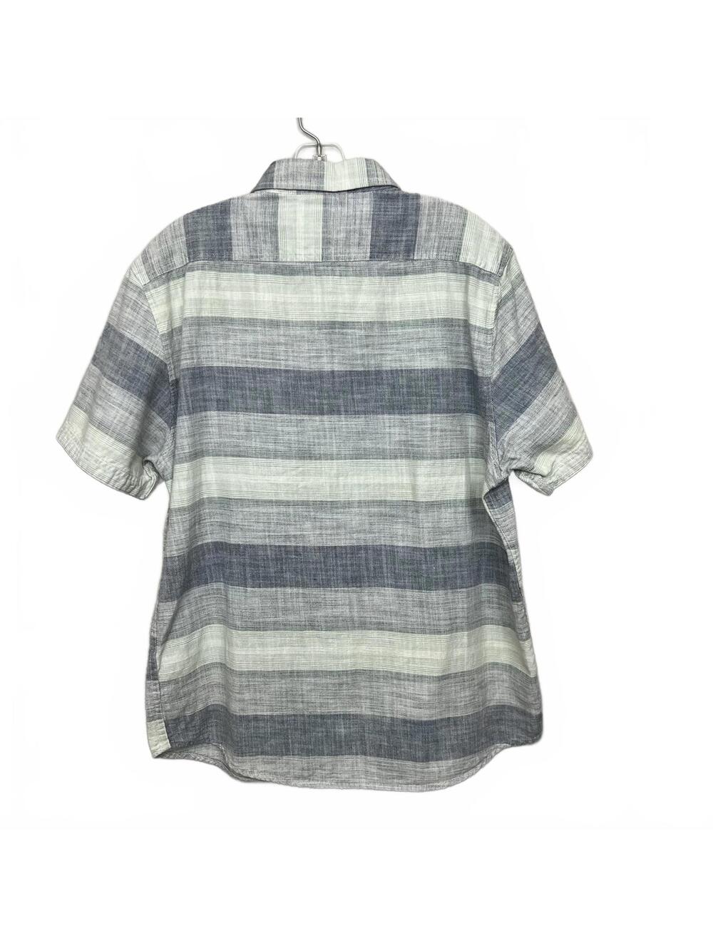 Flag & Anthem Short Sleeve Button Down Shirt mens Large Gray Blue Striped Cotton - Picture 8 of 8
